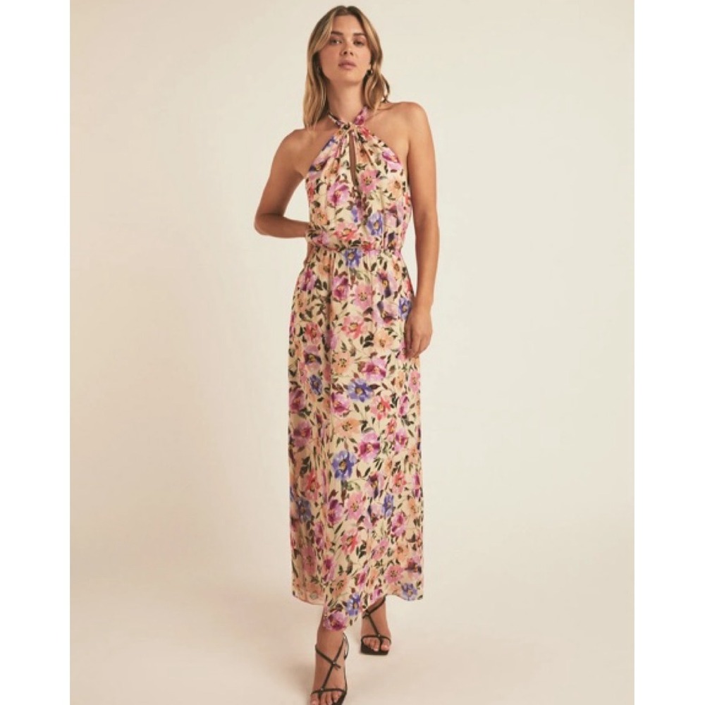 Favorite Daughter The Standout Dress Floral Halter Maxi Dress Keyhole Size M